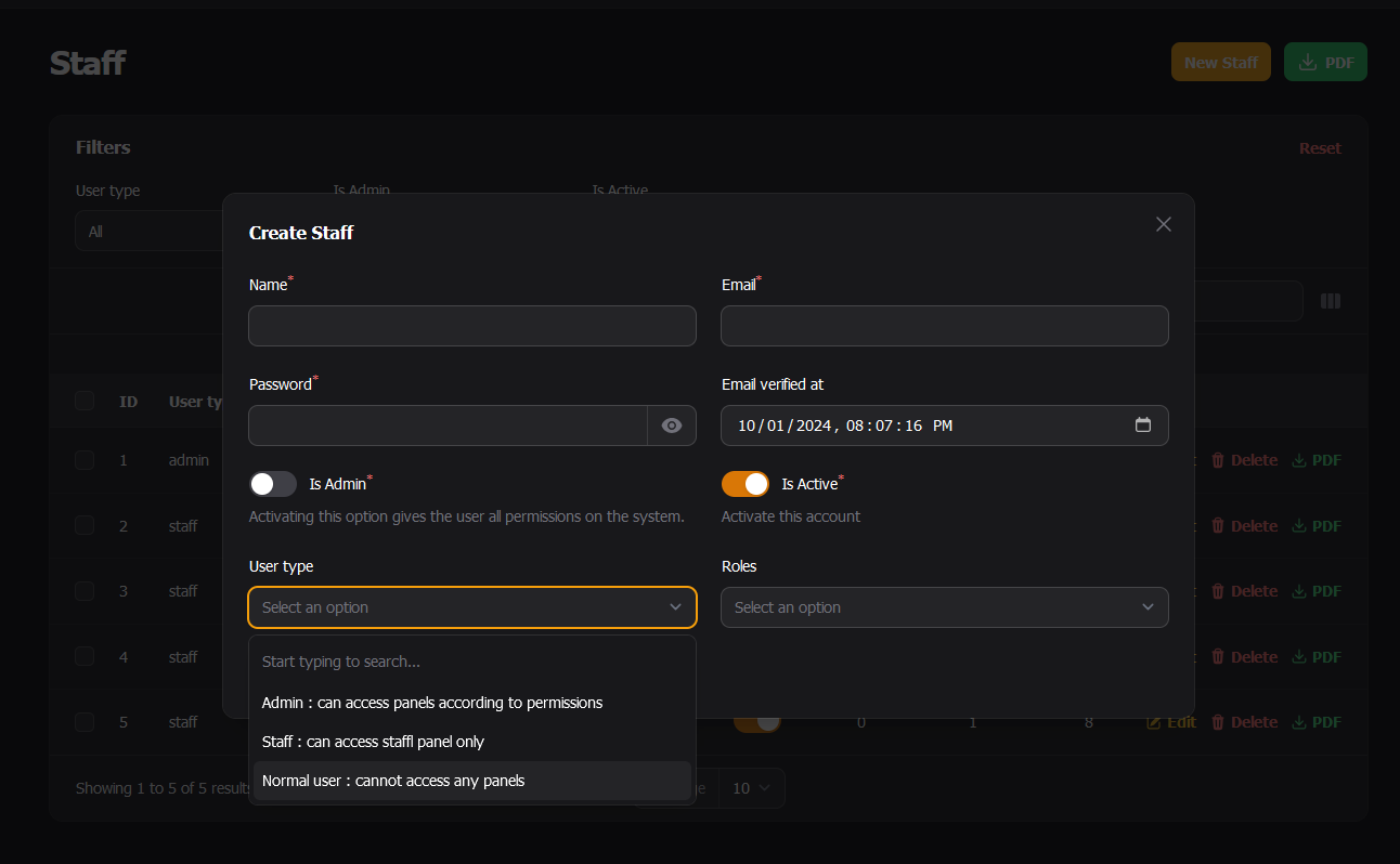 Screenshots add user